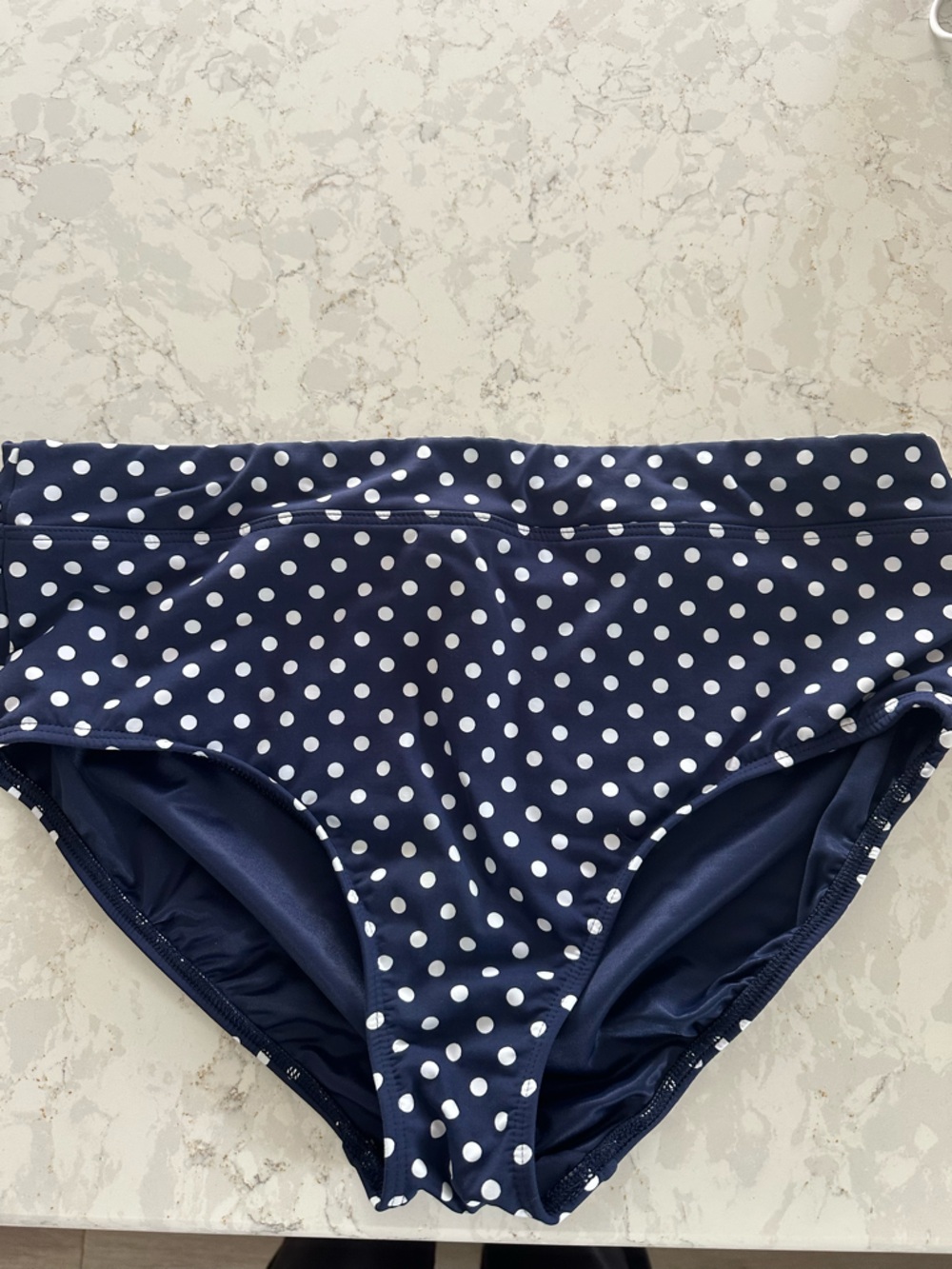 EUC Lands' End Navy Blue Polka Dot Swim Bottoms
